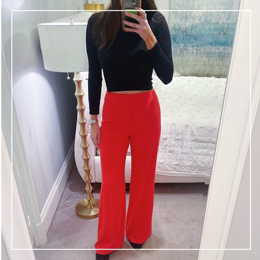 Alice + Olivia Dylan High Rise Wide Leg Pants in Poppy Red 6 - Picture 5 of 9